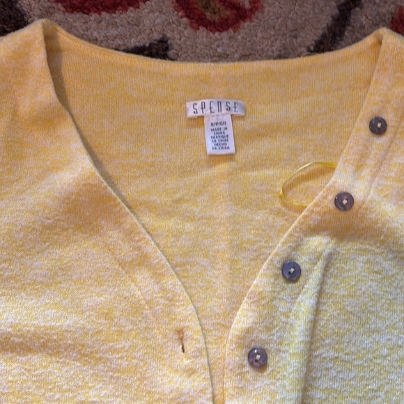 Spence Yellow Stretch Knit Button Down Flare Midi Dress Sz S - Picture 2 of 8